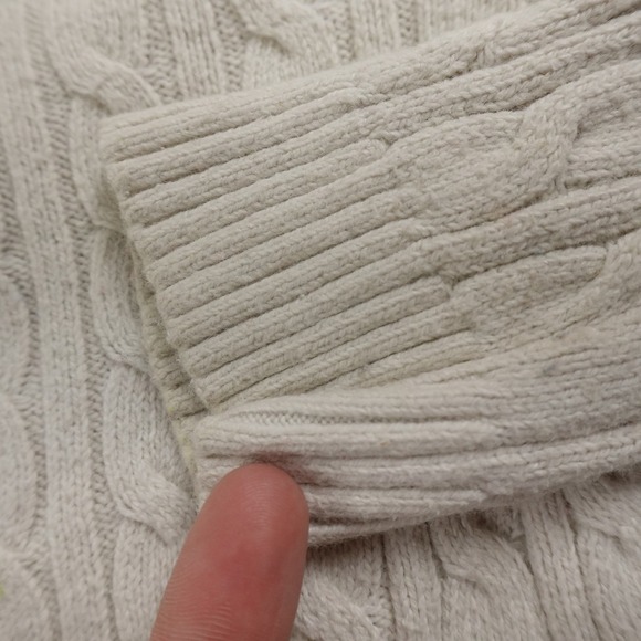 VTG Abercrombie Fitch Sweater Womens M White Cable Knit Crewneck Pullover Y2K - Picture 10 of 16